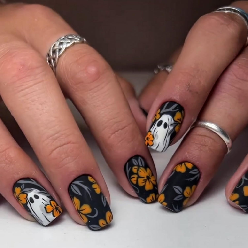 BHOOKA Halloween Press-On Nails Kit – 144 Short Square Full Cover Nails in 6 Styles