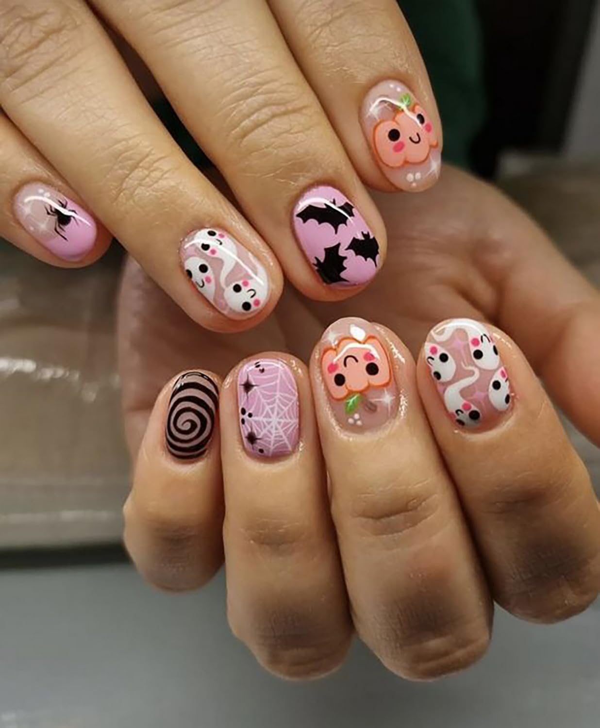 BHOOKA Halloween Press-On Nails Kit – 144 Short Square Full Cover Nails in 6 Styles