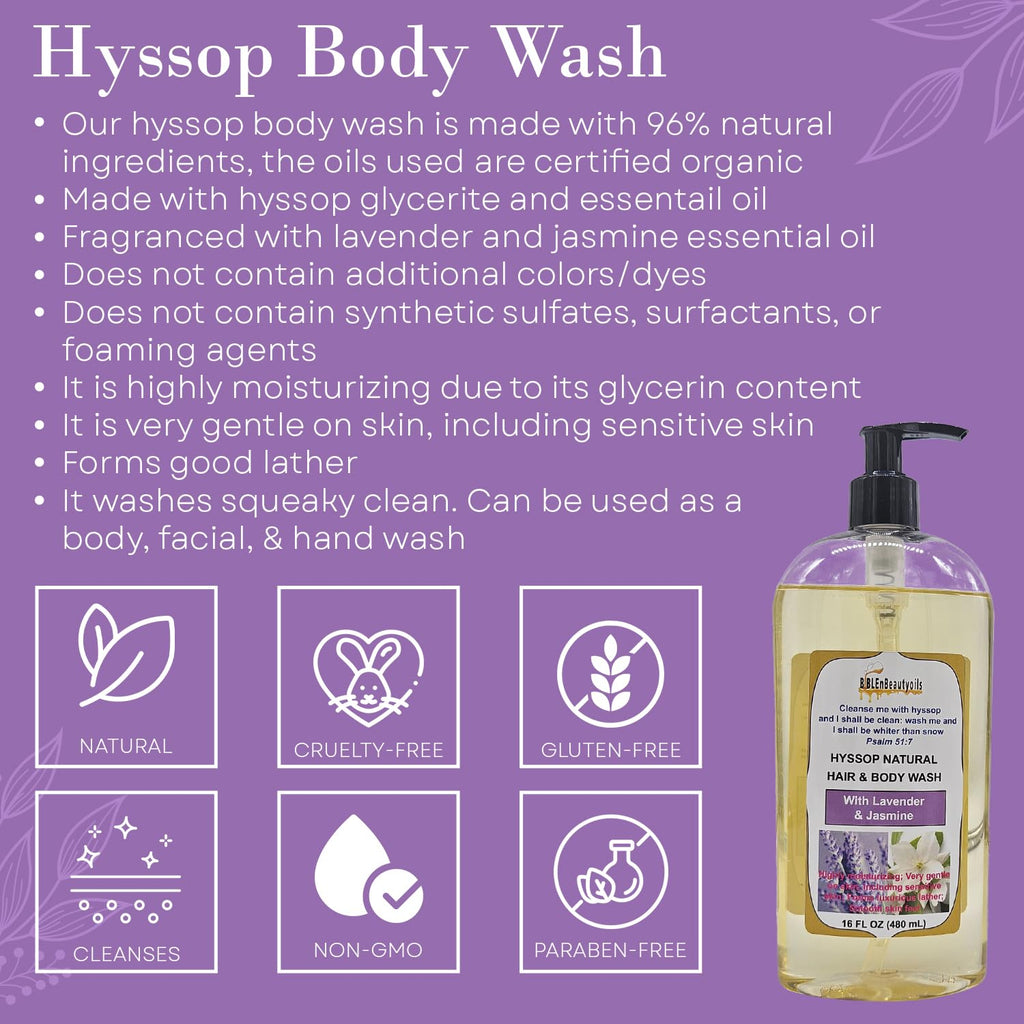 BIBLE N Beautyoils Cleanse Me With Hyssop: Organic Hyssop Infused Hair & Body Wash