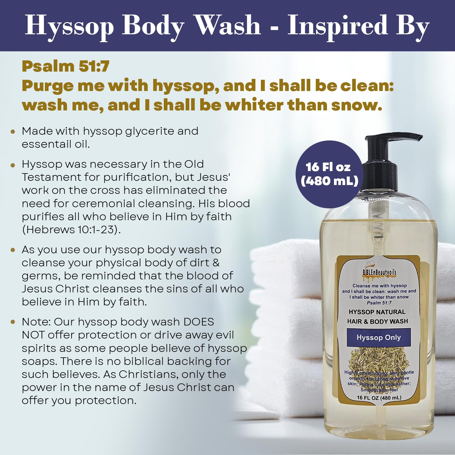 BIBLE N Beautyoils Cleanse Me With Hyssop – Organic Hyssop Hair & Body Wash