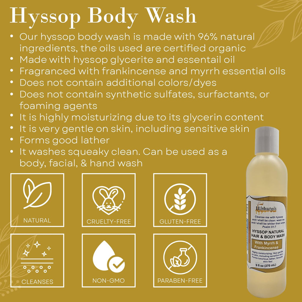 BIBLE N Beautyoils Cleanse Me With Hyssop: Organic Hyssop Hair & Body Wash with Myrrh & Frankincense