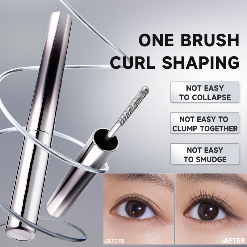 Biewals Iron Wand Mascara – Black, Washable, Volumizing & Curling with Metal Wand