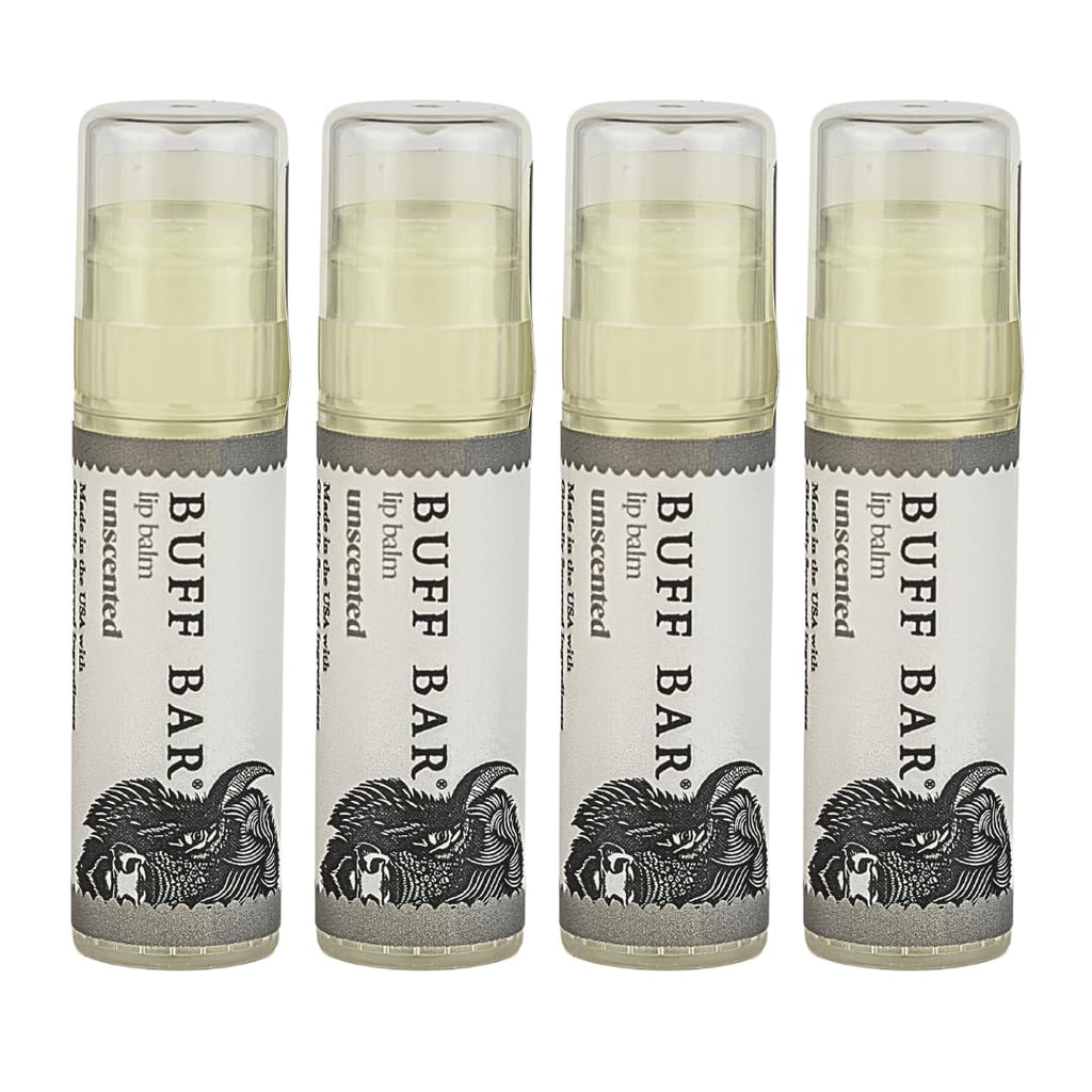 BUFF BAR Pure Bison Tallow Lip Balm, Unscented 4-Pack | Big Crazy Buffalo