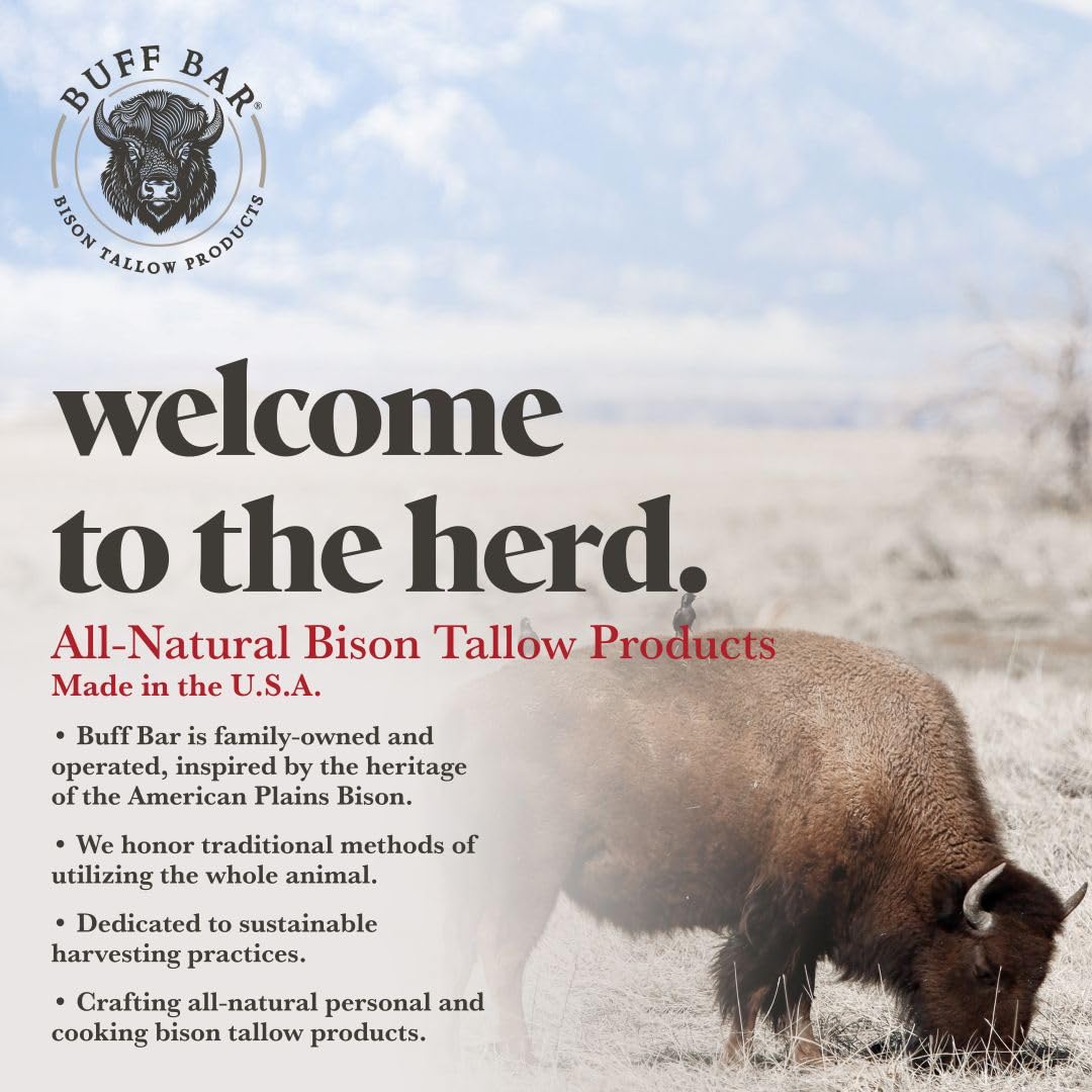 BUFF BAR Bison Tallow Lip Balm Variety Pack (4-Pack) – Frost Bite, Toasted Coconut, Black Hills Cherry & Unscented | Big Crazy Buffalo