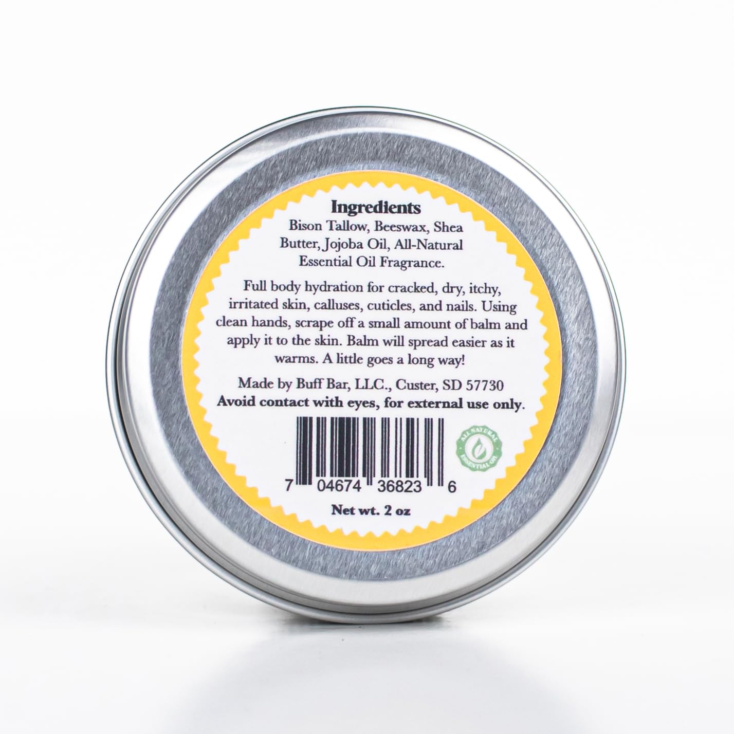 Big Crazy Buffalo Buff Bar Lemon Drop – Pure Bison Tallow Balm, Hydrating Body Butter
