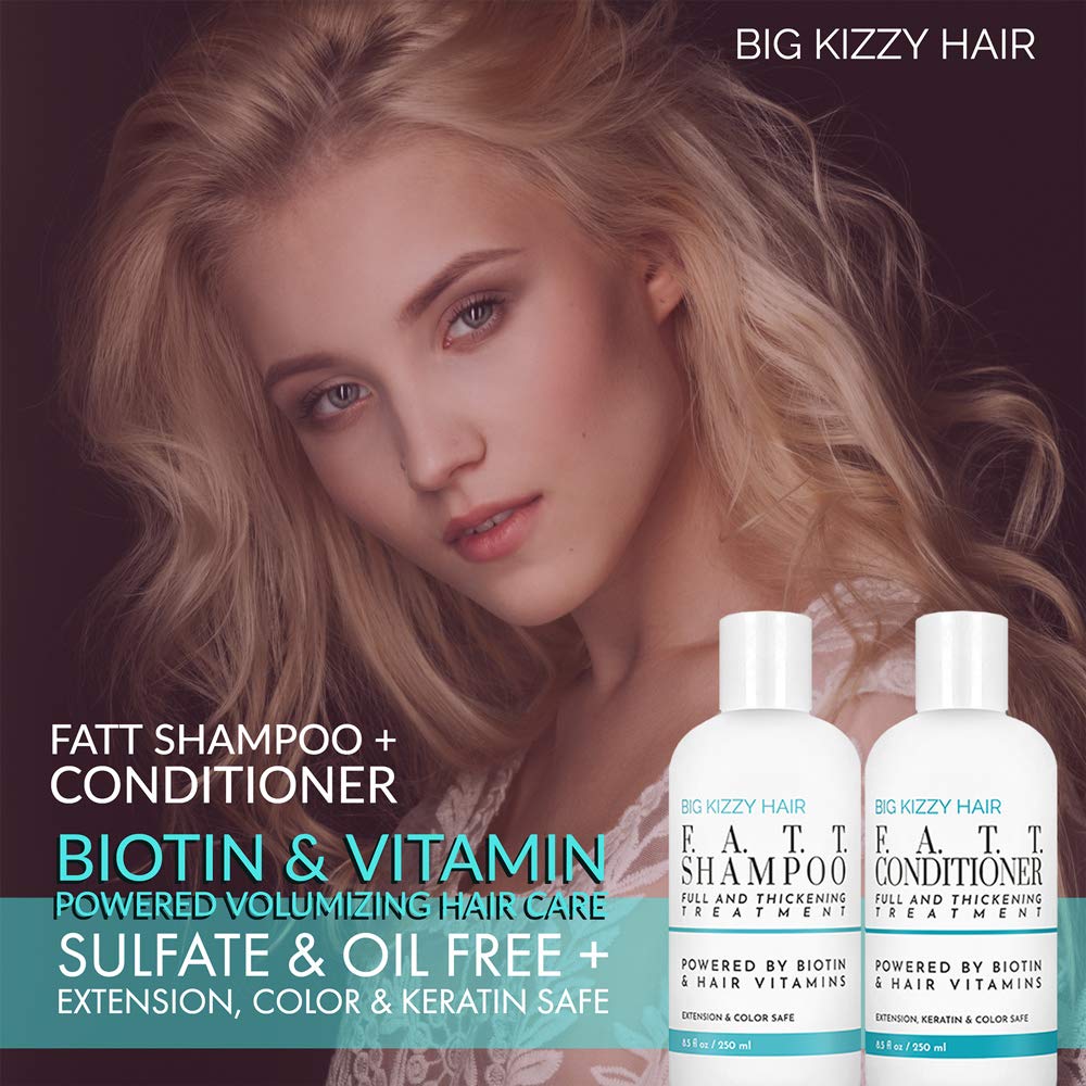 Big Kizzy F.A.T.T. Thickening Biotin Shampoo for Extensions – Sulfate & Paraben Free, Keratin & Color Safe, 8.5oz