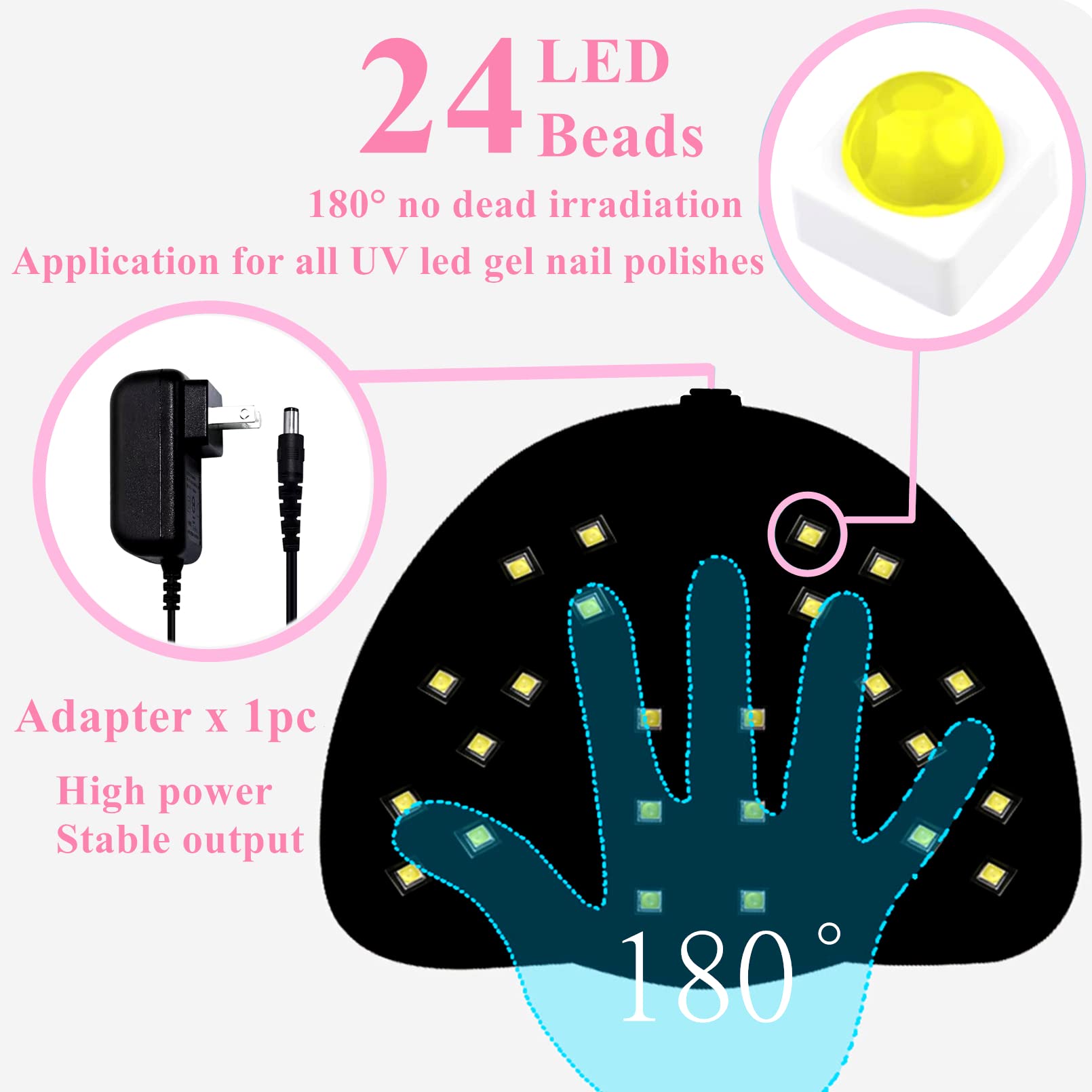 BIGBEAR UV Light for Nails – 48W LED Nail Lamp with Auto Sensor, 3 Timers, Portable