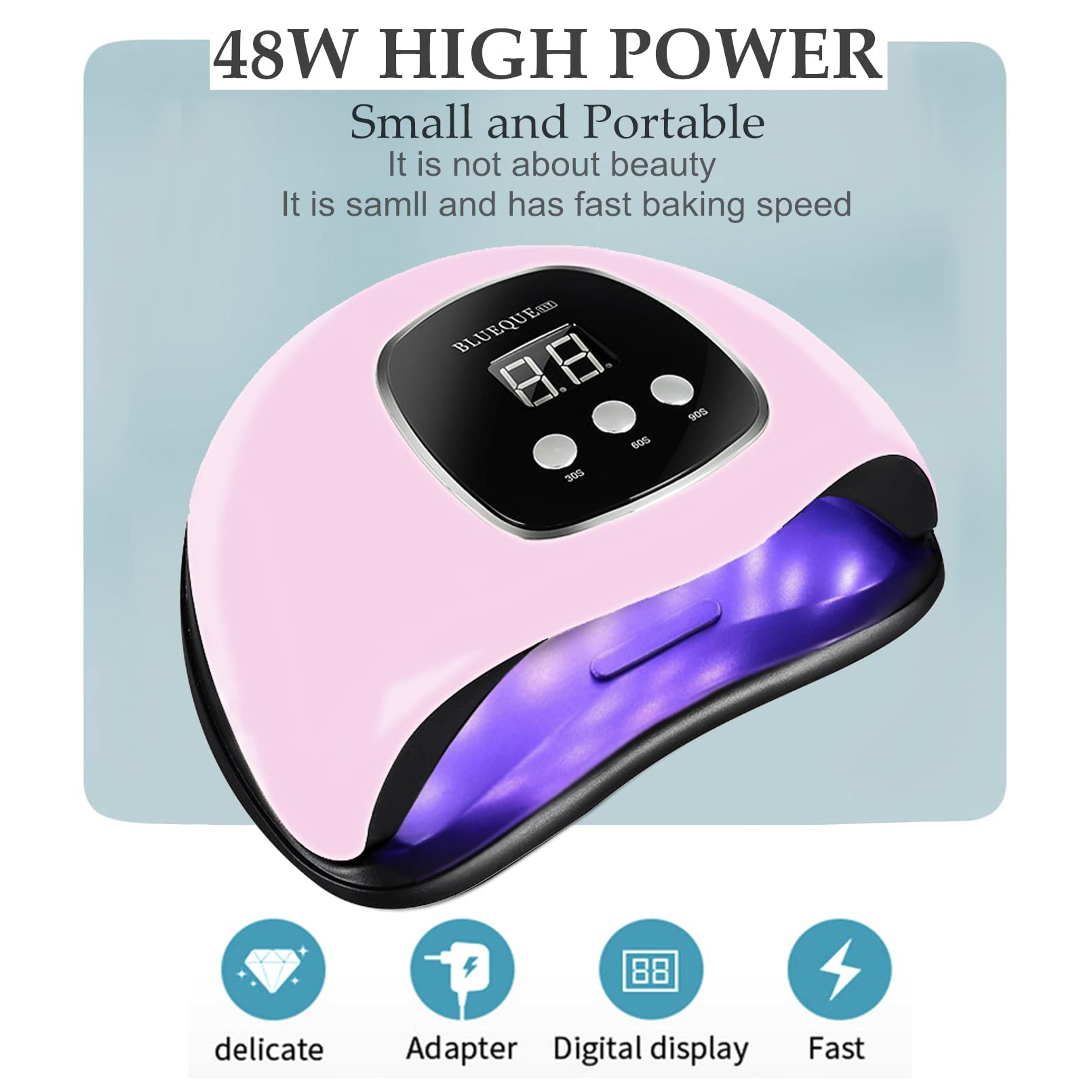 BIGBEAR UV Light for Nails – 48W LED Nail Lamp with Auto Sensor, 3 Timers, Portable