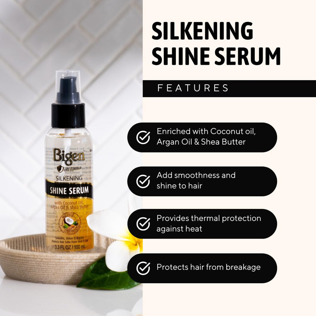Bigen Silkening Shine Serum 3.3 oz - 2 Pack | Lightweight Hair Shine
