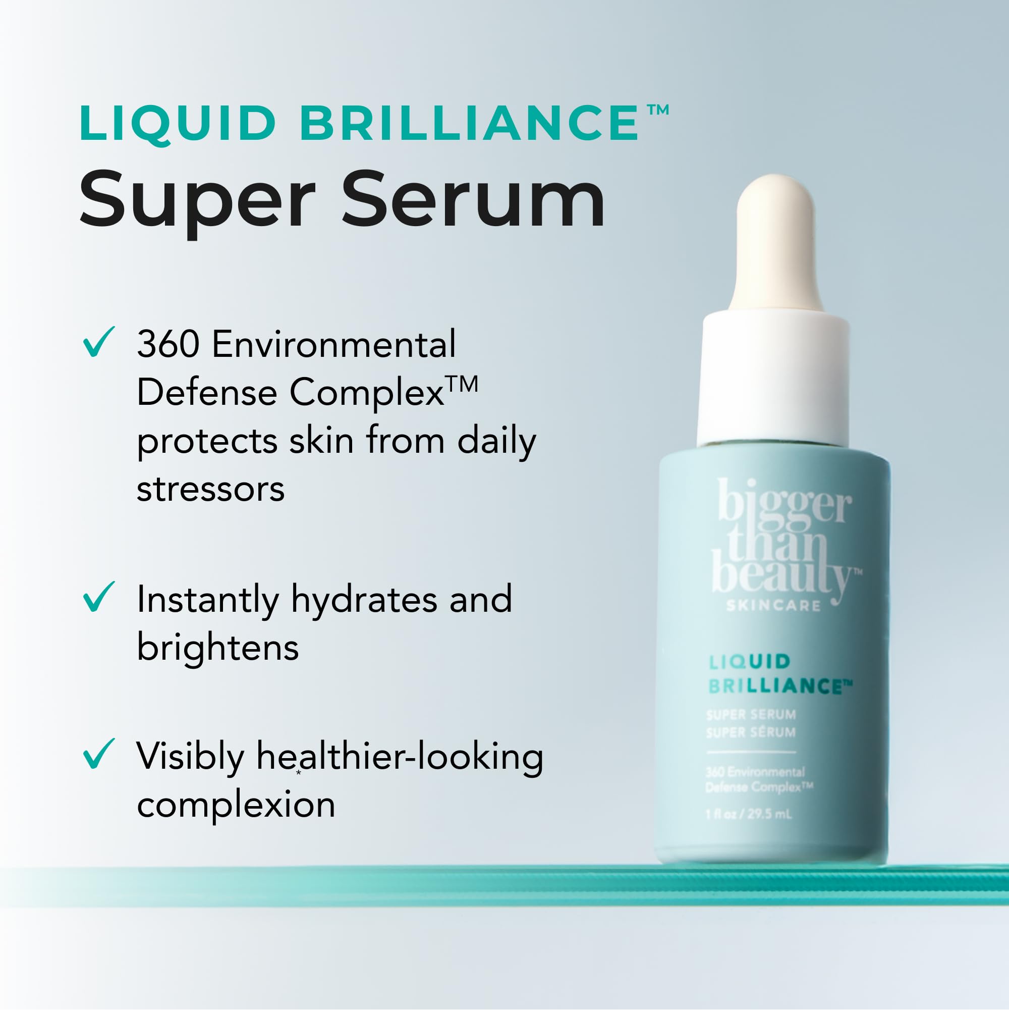 Bigger Than Beauty Liquid Brilliance Super Serum – Lightweight Hydration with Vitamin E & Amino Acids