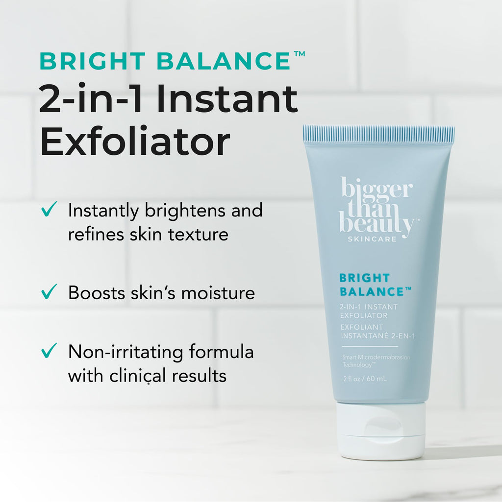 Bigger Than Beauty Skincare Bright Balance 2-in-1 Exfoliator | Hydrating Daily Scrub for Face & Body