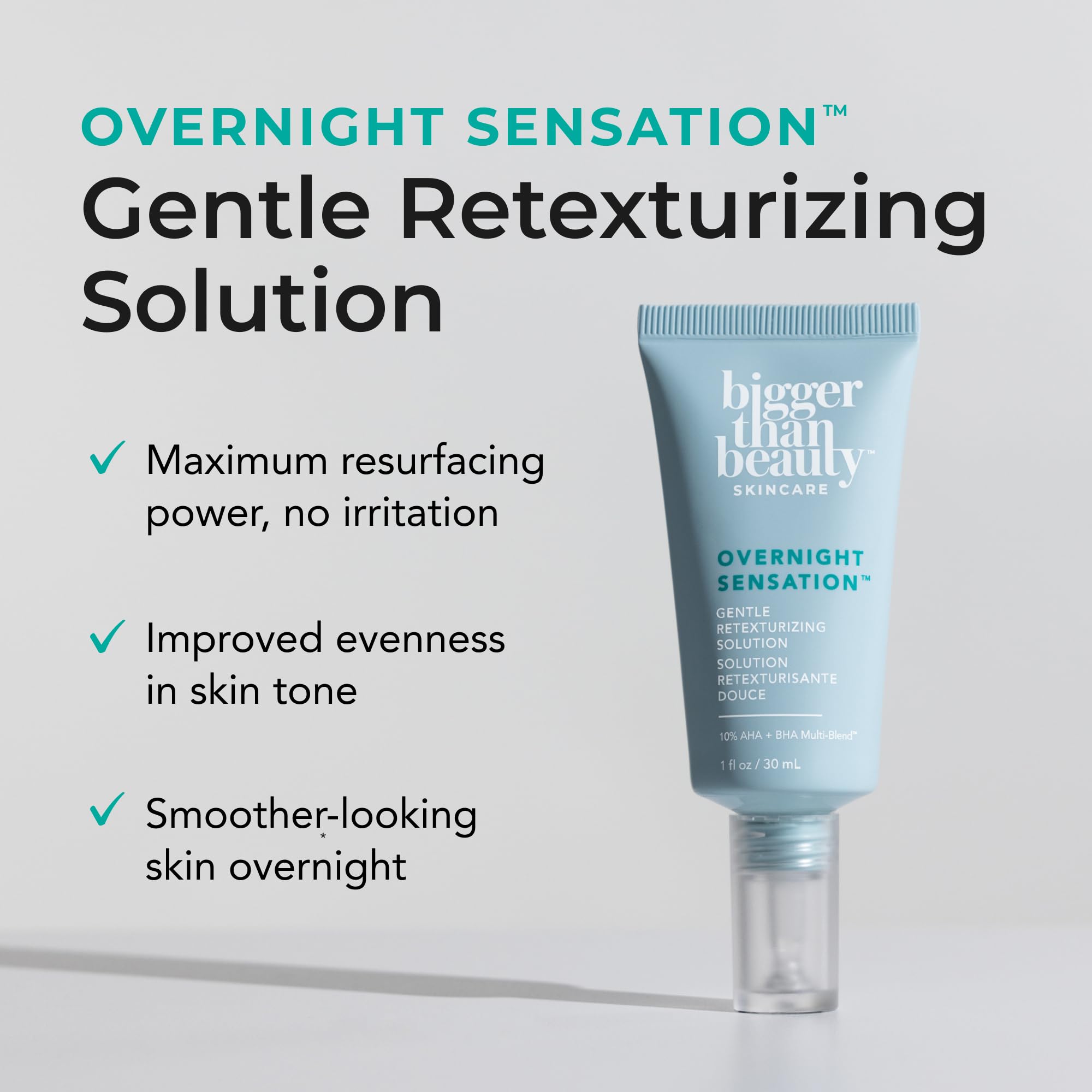 Bigger Than Beauty Skincare Overnight Sensation – Gentle Retexturizing Solution