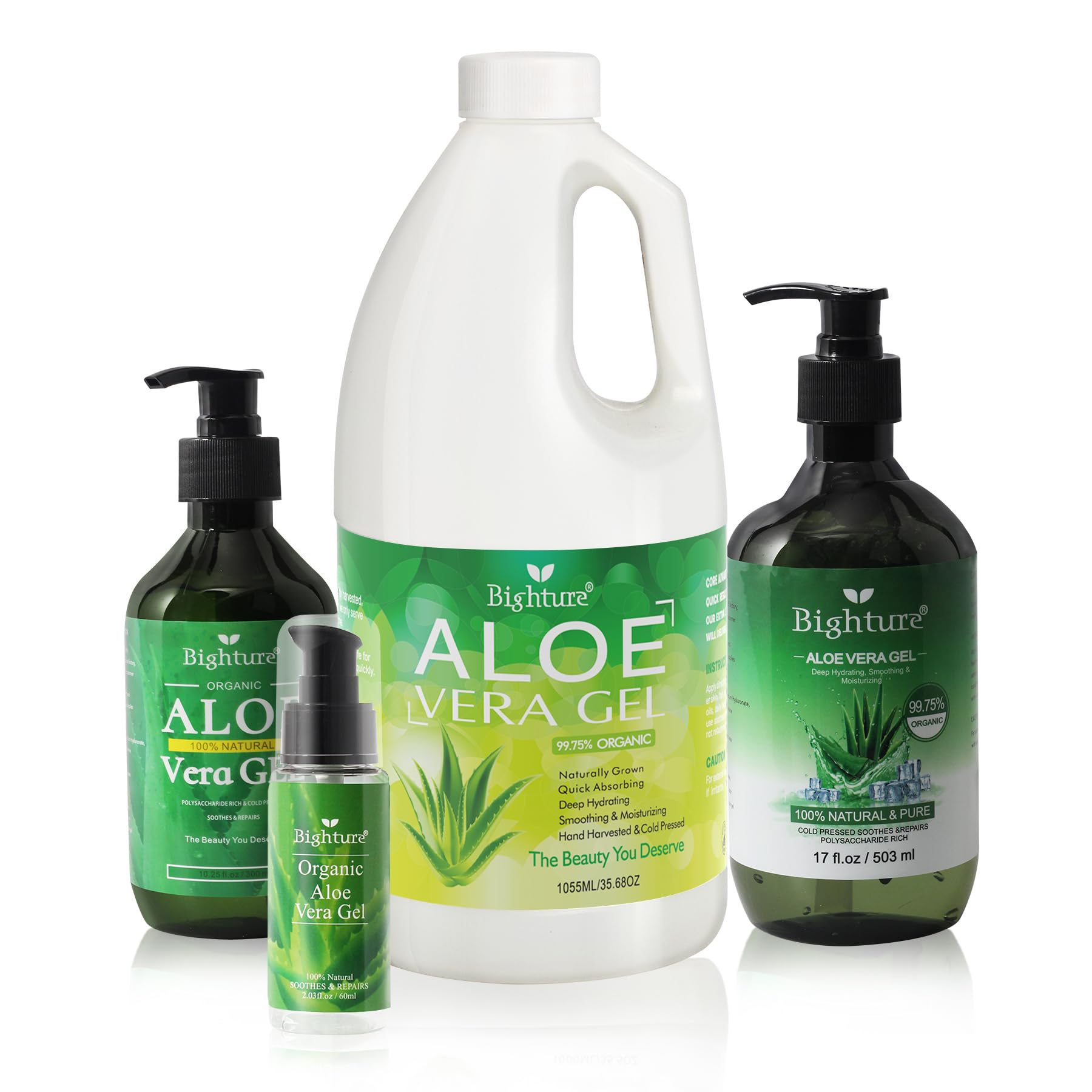BIGHTURE 100% Aloe Vera Gel from Fresh Leaves – Pure Skin and Hair Care (Family Pack)