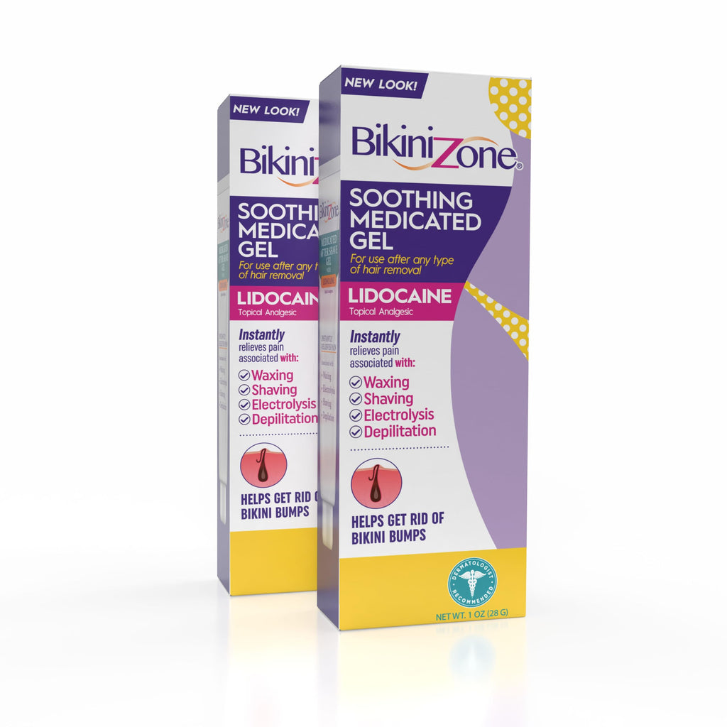 Bikini Zone Medicated After Shave Gel with Lidocaine - Razor Bump Relief, 1 Oz, 2 Pack