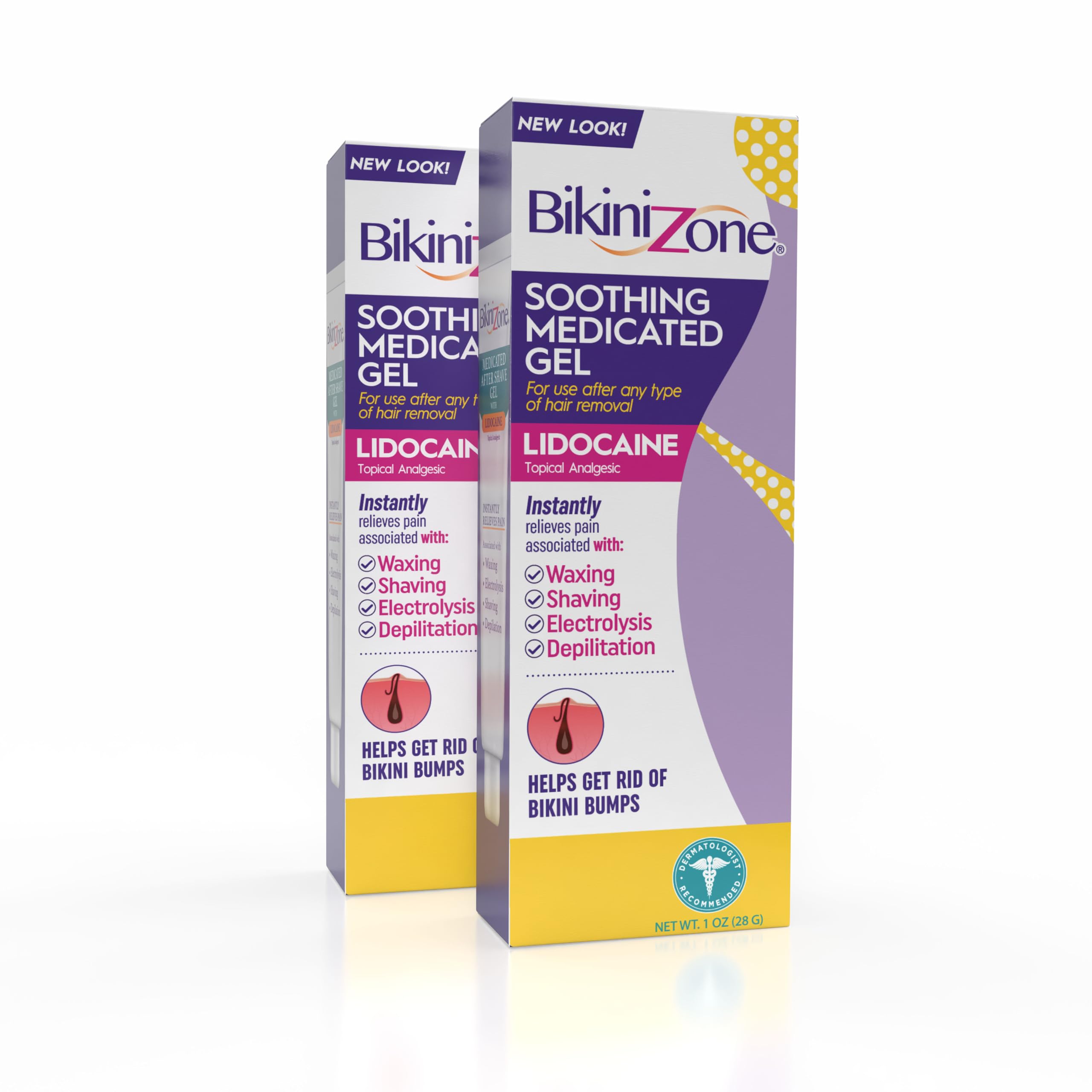 Bikini Zone Medicated After Shave Gel with Lidocaine - Razor Bump Relief, 1 Oz, 2 Pack