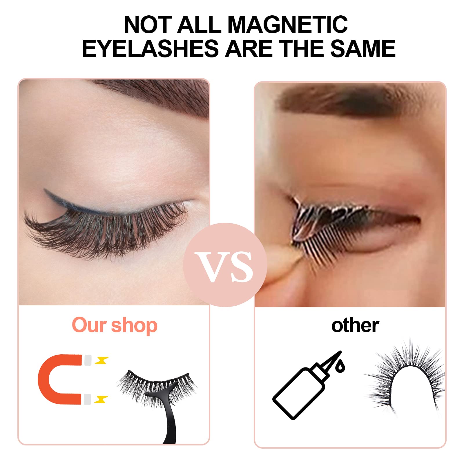 BILEYCHA Upgrade 3D Natural Magnetic Eyelashes Kit | 2 Magnetic Liners, No Glue