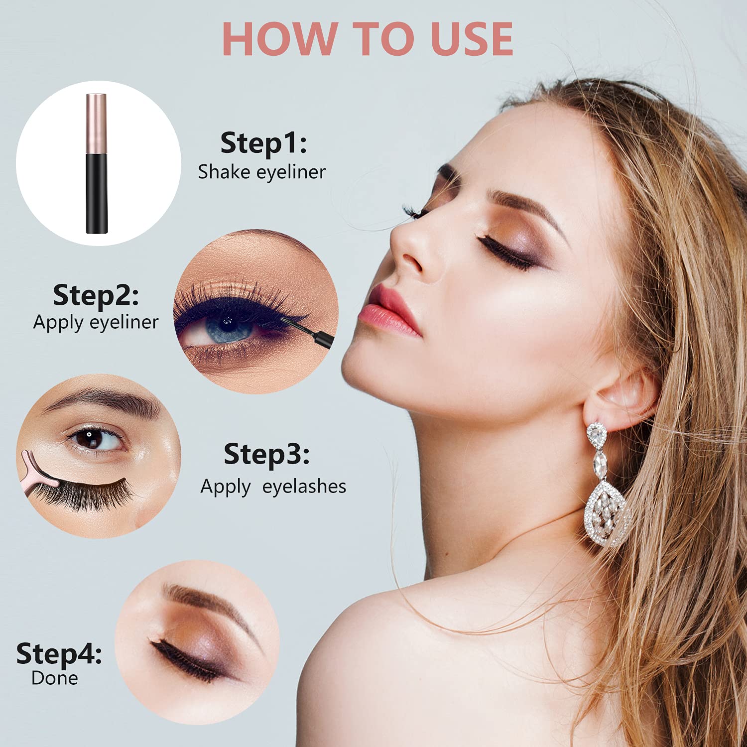 BILEYCHA Upgrade 3D Natural Magnetic Eyelashes Kit | 2 Magnetic Liners, No Glue