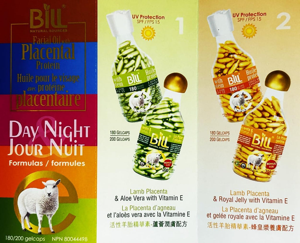 Bill Natural Sources Lamb Placenta & Avocado Facial Oil with Vitamin E – 200 Gelcaps