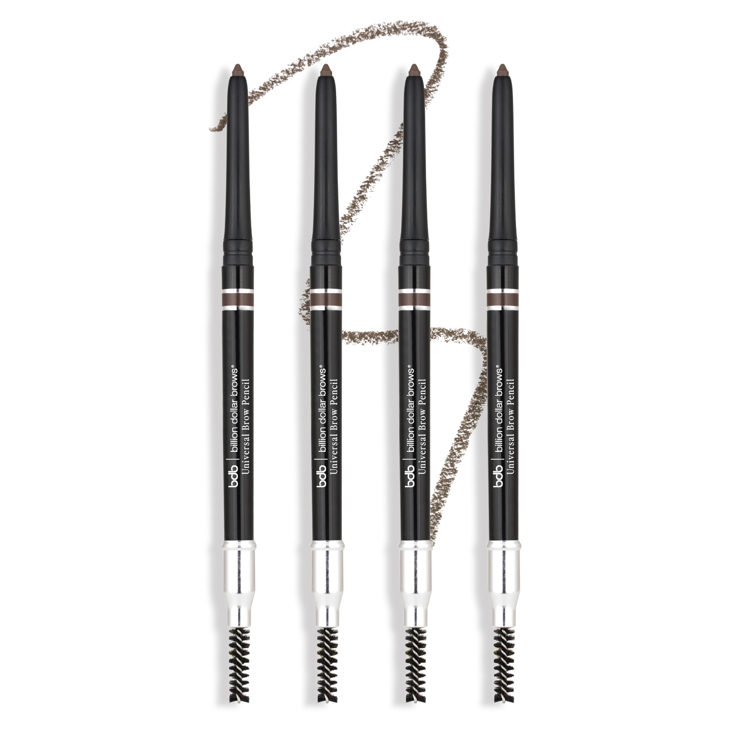 bdb Universal Eyebrow Pencil – Precision Tip & Spoolie, Waterproof, Buildable, 4-Pack | Billion Dollar Brows