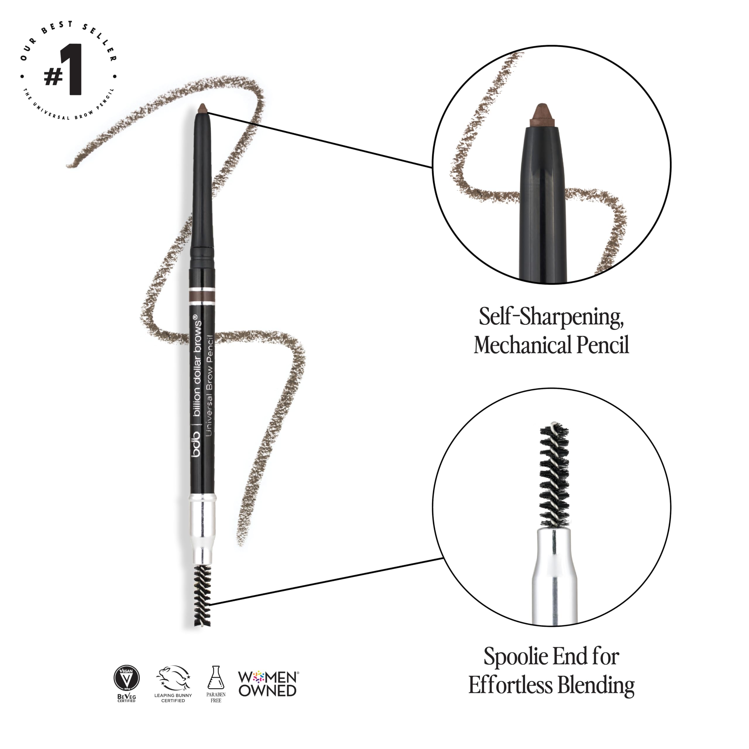 Billion Dollar Brows Universal Eyebrow Pencil – Dual-Ended, Waterproof & Cruelty-Free