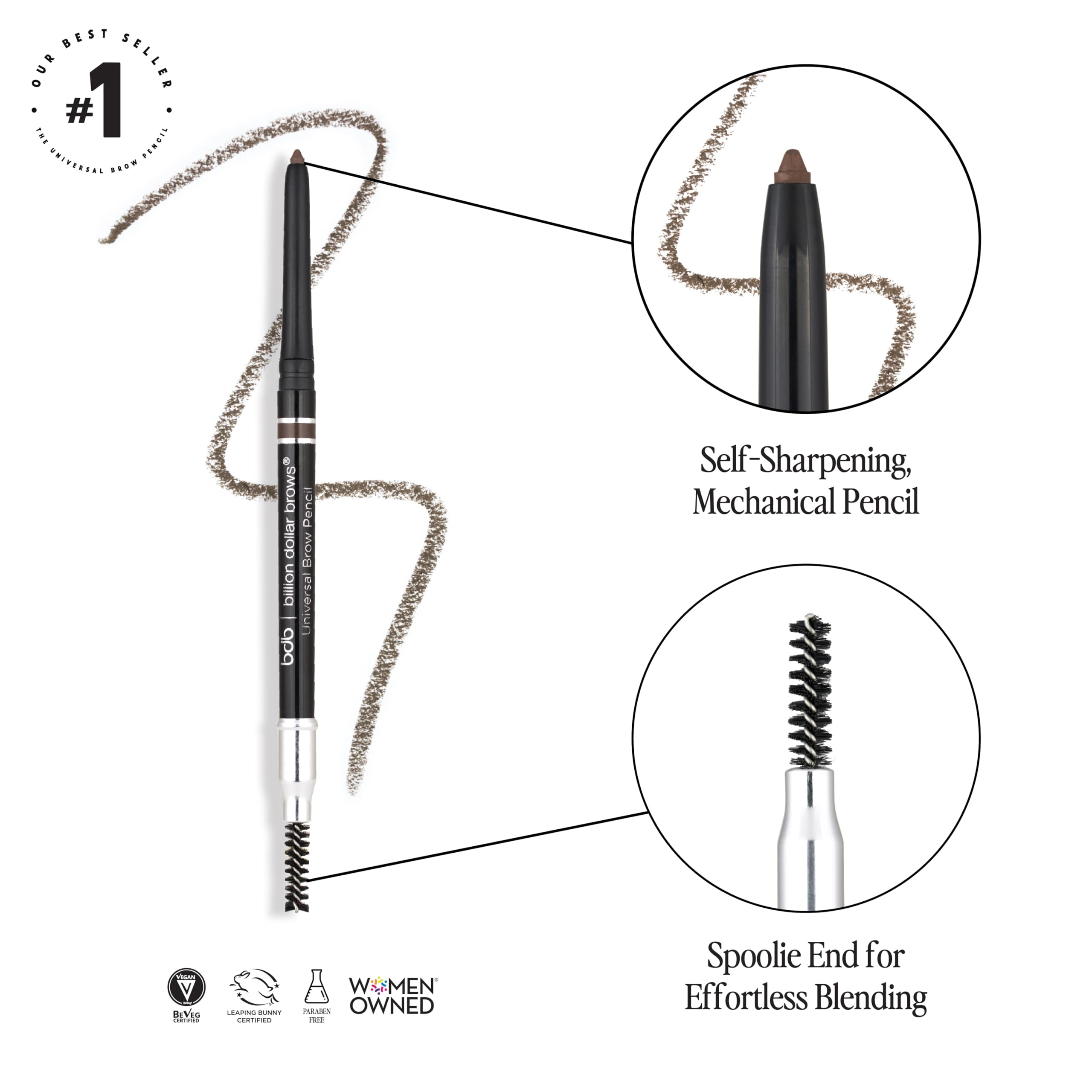 Billion Dollar Brows Universal Eyebrow Pencil – Dual-Ended, Waterproof & Cruelty-Free