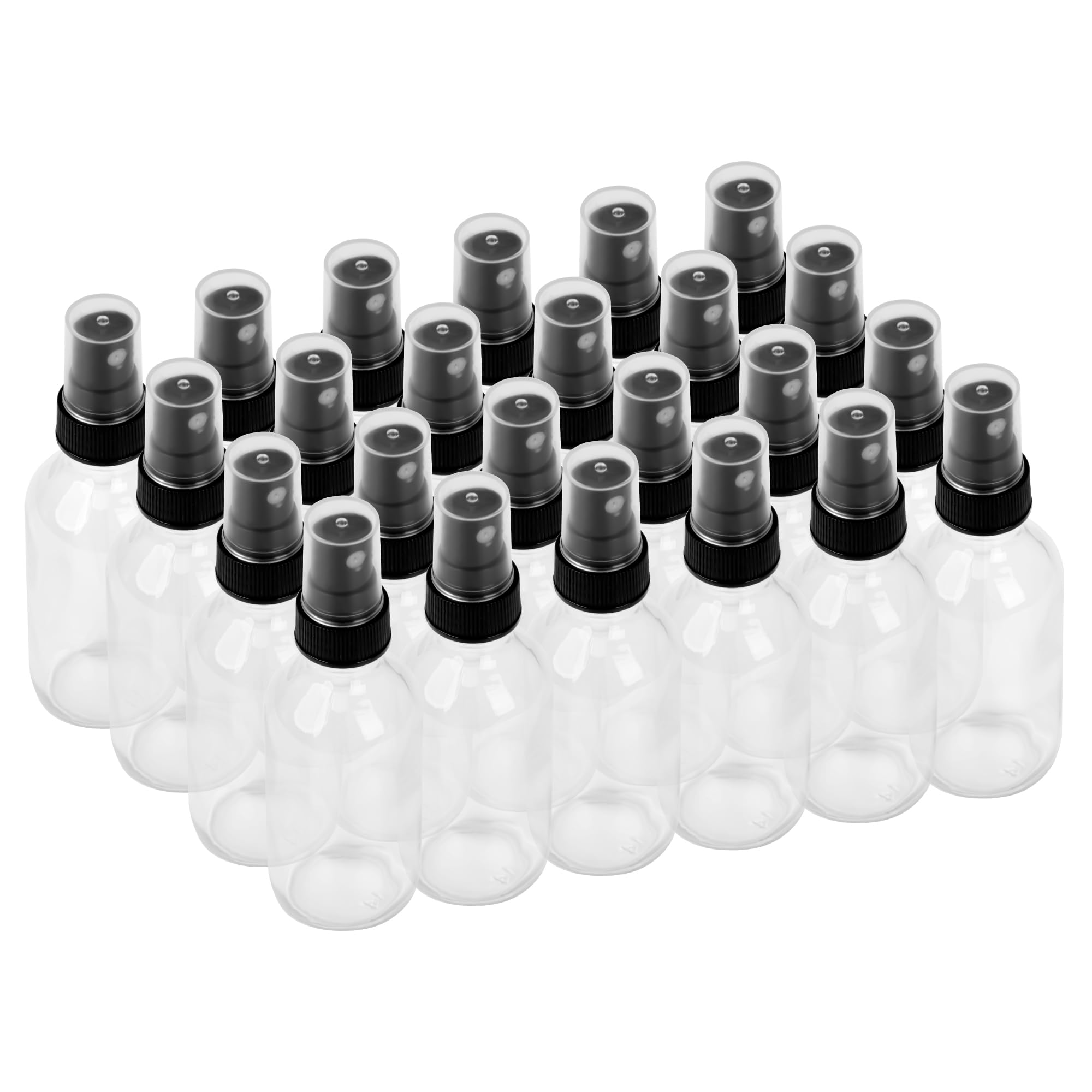 BILLIONSTARS 24 Pack 2oz Amber Glass Boston Round Bottles with Fine Mist Sprayers – Leakproof Travel Bottles