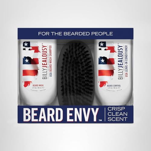 Billy Jealousy USA Beard Envy Refining Kit – Beard Wash, Control & Boar Bristle Brush