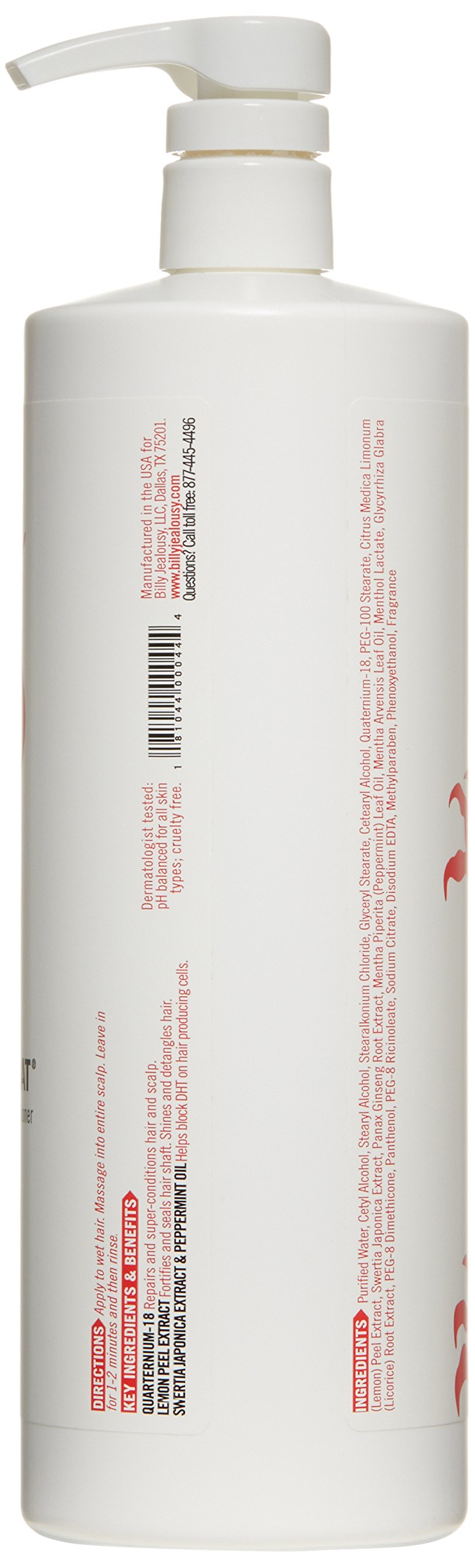 Billy Jealousy Cashmere Coat Hair Conditioner – Strengthening & Hydrating Peppermint Formula, 33.8 fl oz