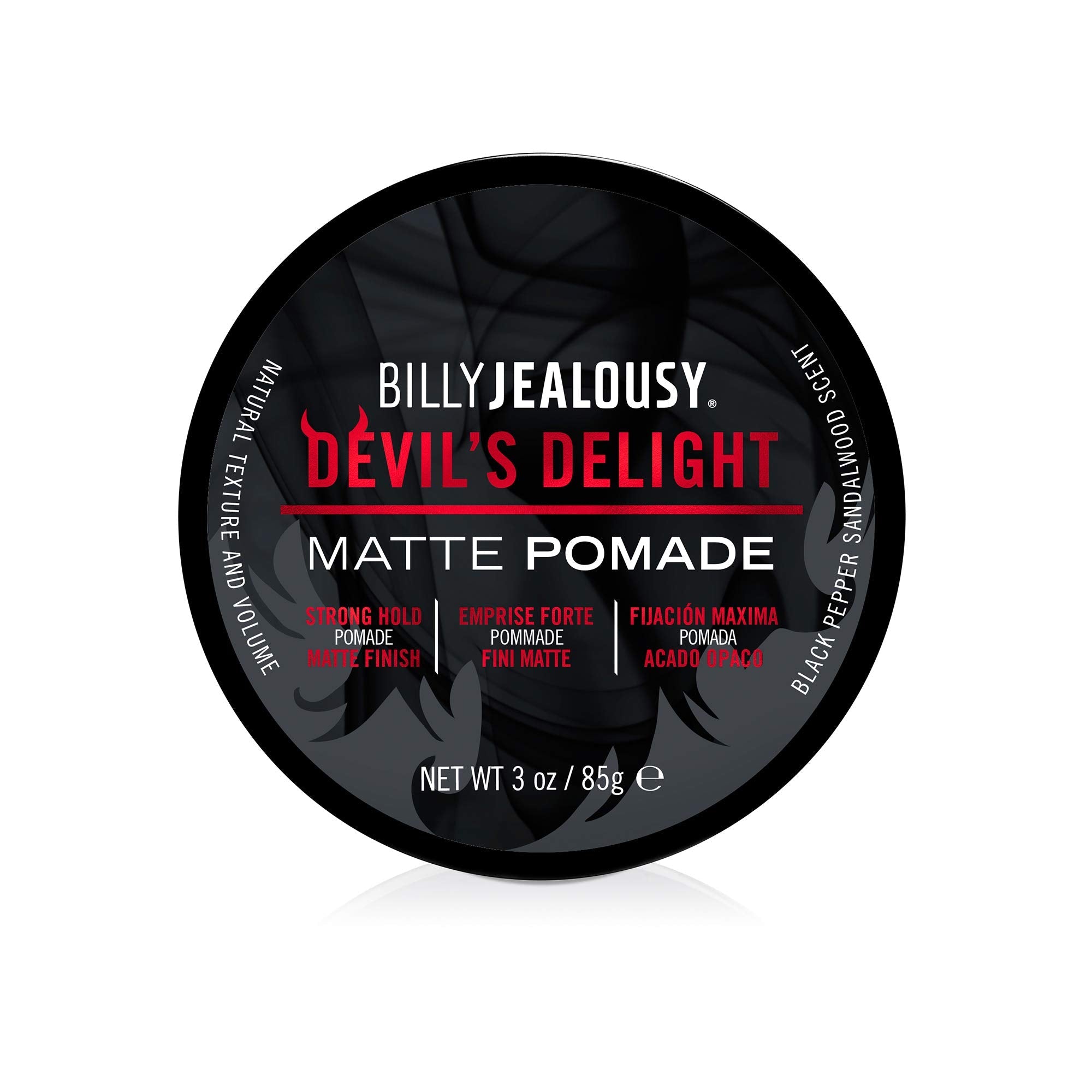 Billy Jealousy Devil's Delight Matte Pomade for Men – Strong Hold, Water-Based, Black Pepper Sandalwood, 3 oz