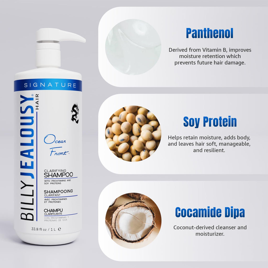 Billy Jealousy Ocean Front Clarifying Shampoo – Deep Cleanse for Oily Hair (33.8 oz)