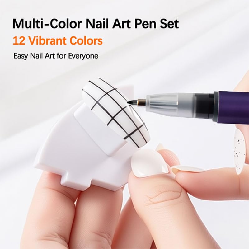 Bimiubimiu Valentines Day Nail Art Pens — 12 Colors for Kids, Quick-Dry & Easy to Use