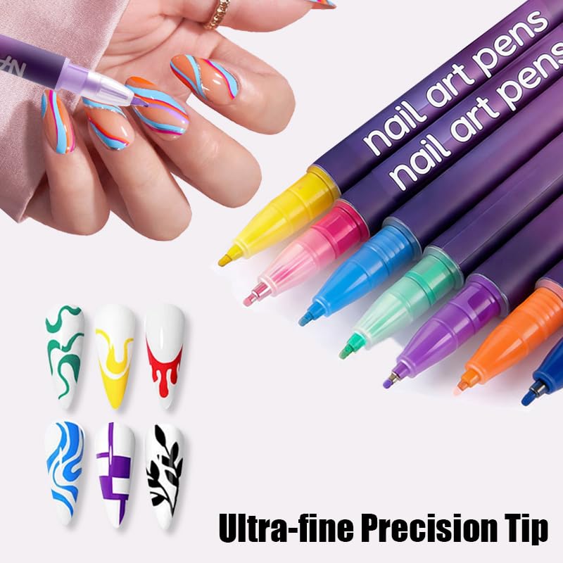 Bimiubimiu Valentines Day Nail Art Pens — 12 Colors for Kids, Quick-Dry & Easy to Use