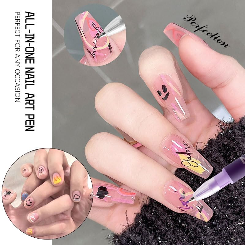 Bimiubimiu Valentines Day Nail Art Pens — 12 Colors for Kids, Quick-Dry & Easy to Use