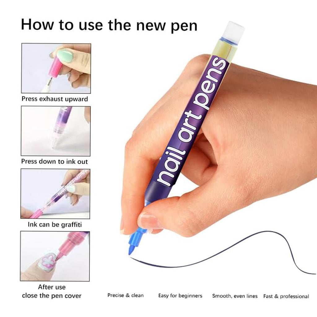 Bimiubimiu Valentines Day Nail Art Pens — 12 Colors for Kids, Quick-Dry & Easy to Use