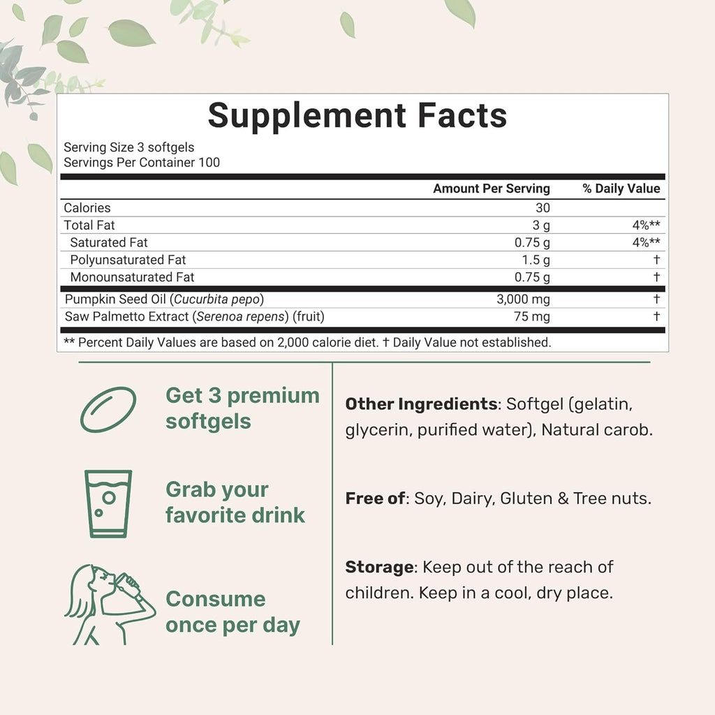 BINBINNIAO Pumpkin Seed Oil & Saw Palmetto Capsules – Hair Growth Support