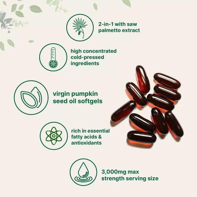 BINBINNIAO Pumpkin Seed Oil & Saw Palmetto Capsules – Hair Growth Support