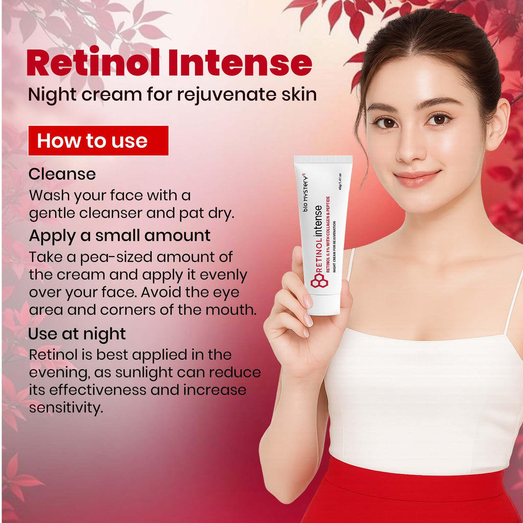 Bio Mystery Retinol 0.1% Intense Cream – Night Cream with Collagen & Peptides | Smooths Fine Lines, 40 g