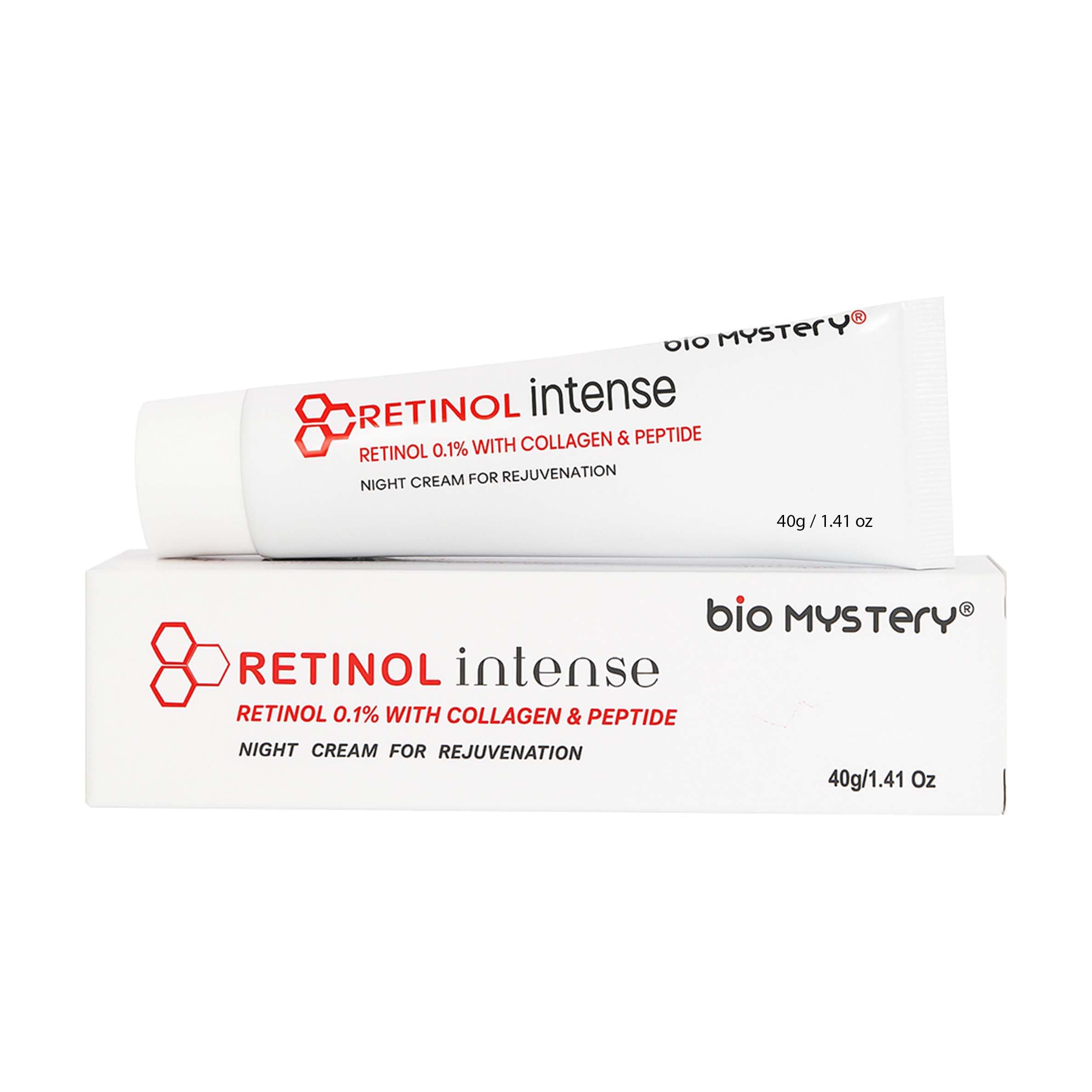 Bio Mystery Retinol 0.1% Intense Cream – Night Cream with Collagen & Peptides | Smooths Fine Lines, 40 g