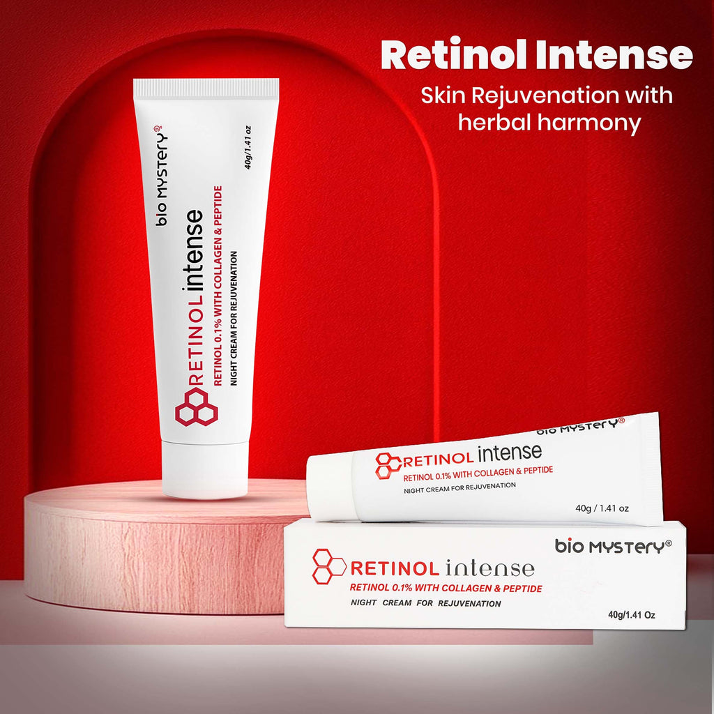 Bio Mystery Retinol 0.1% Intense Cream – Night Cream with Collagen & Peptides | Smooths Fine Lines, 40 g