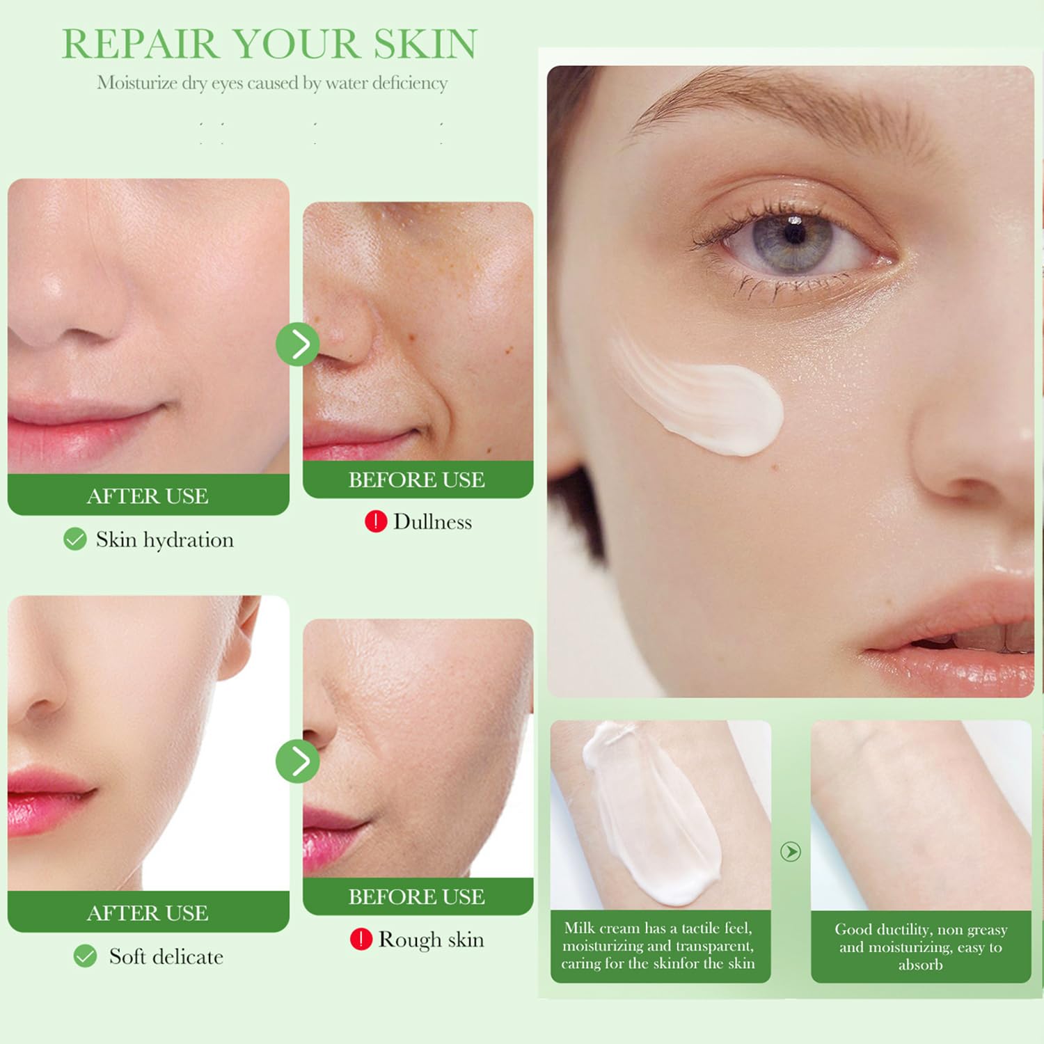 BIOAQUA Centella Asiatica Nourish Repair Face Cream – Soothing Hydration & Oil Control (Pack of 2, 50g each)