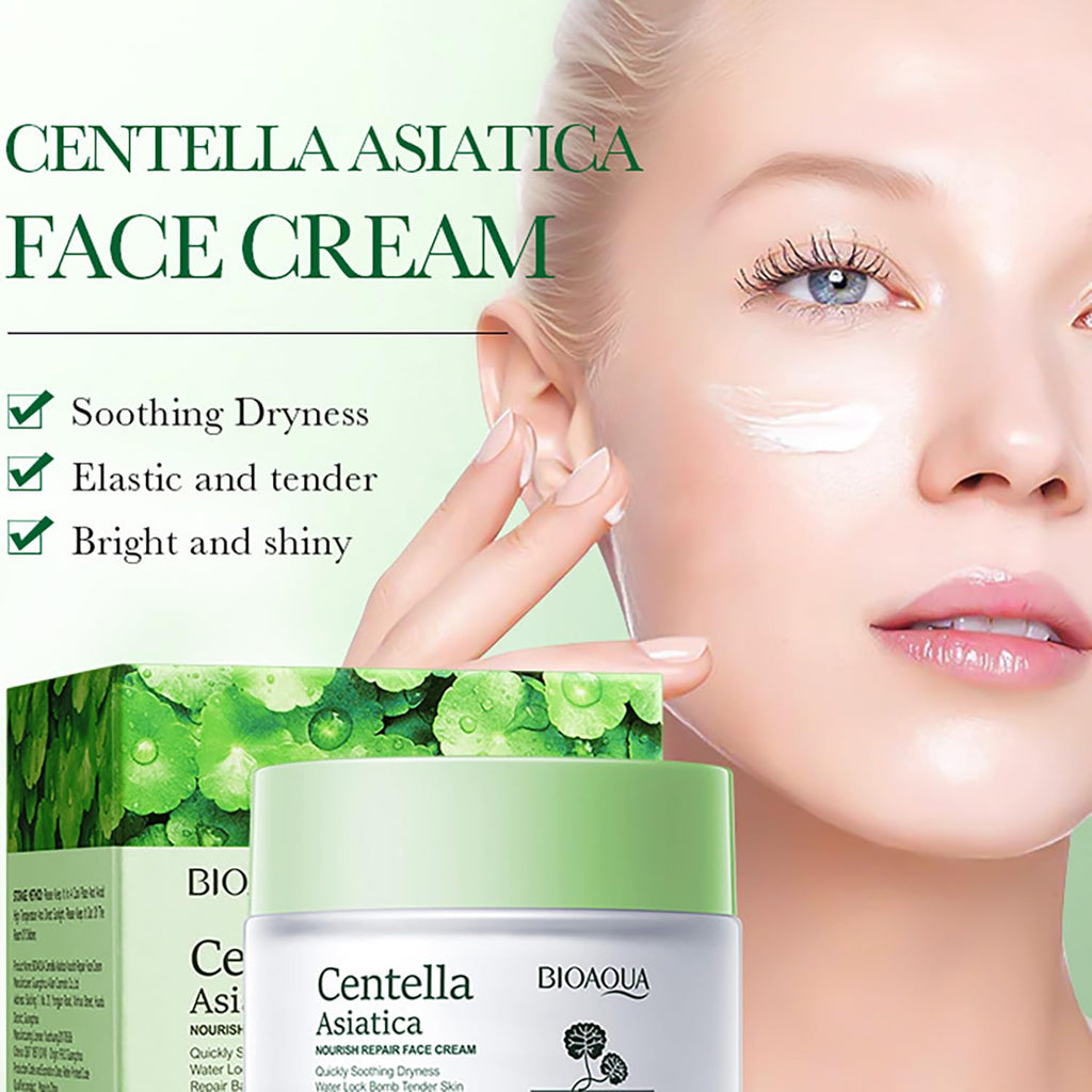 BIOAQUA Centella Asiatica Nourish Repair Face Cream – Soothing Hydration & Oil Control (Pack of 2, 50g each)