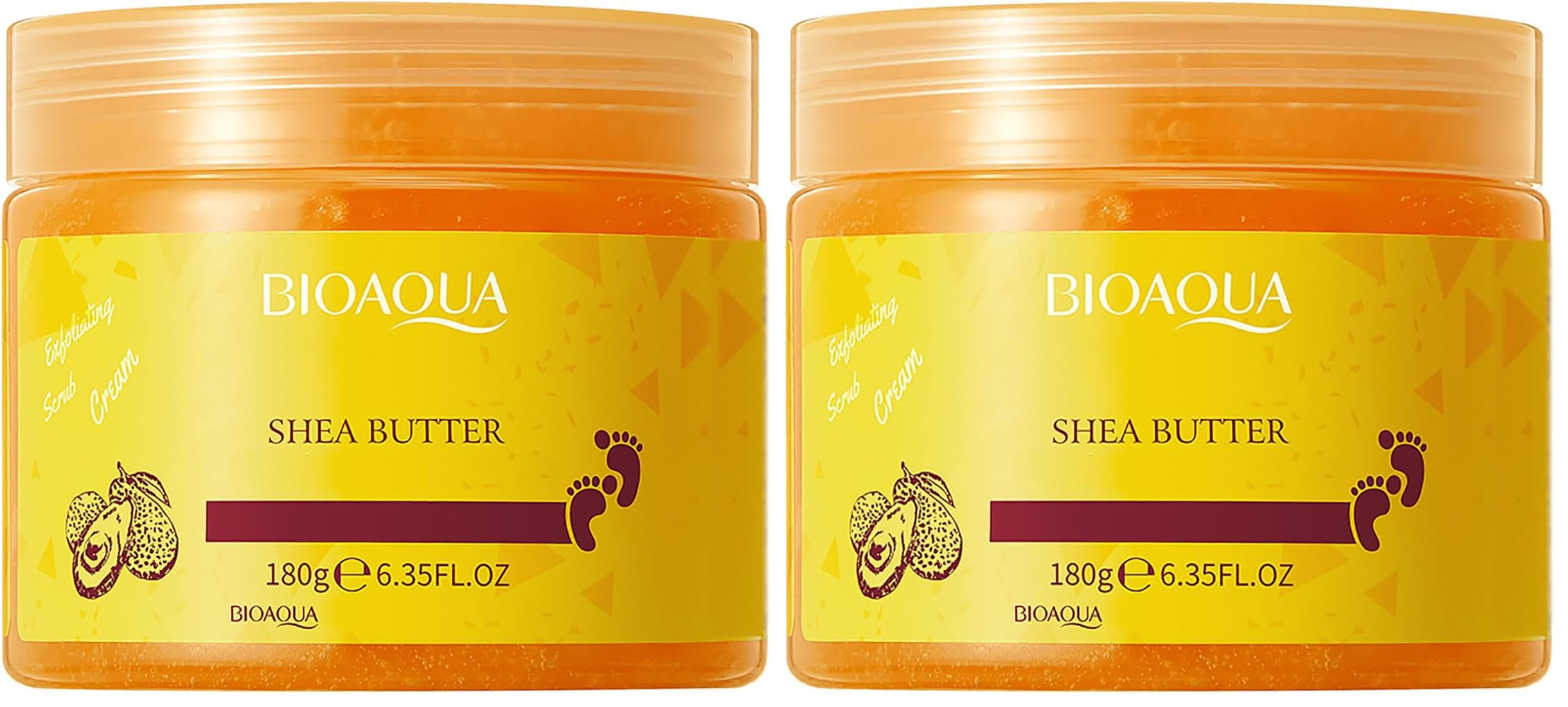 BIOAQUA Foot Care Herbal Scrub & Massage Cream – Gentle Exfoliation, Shea Oil, Pack of 2