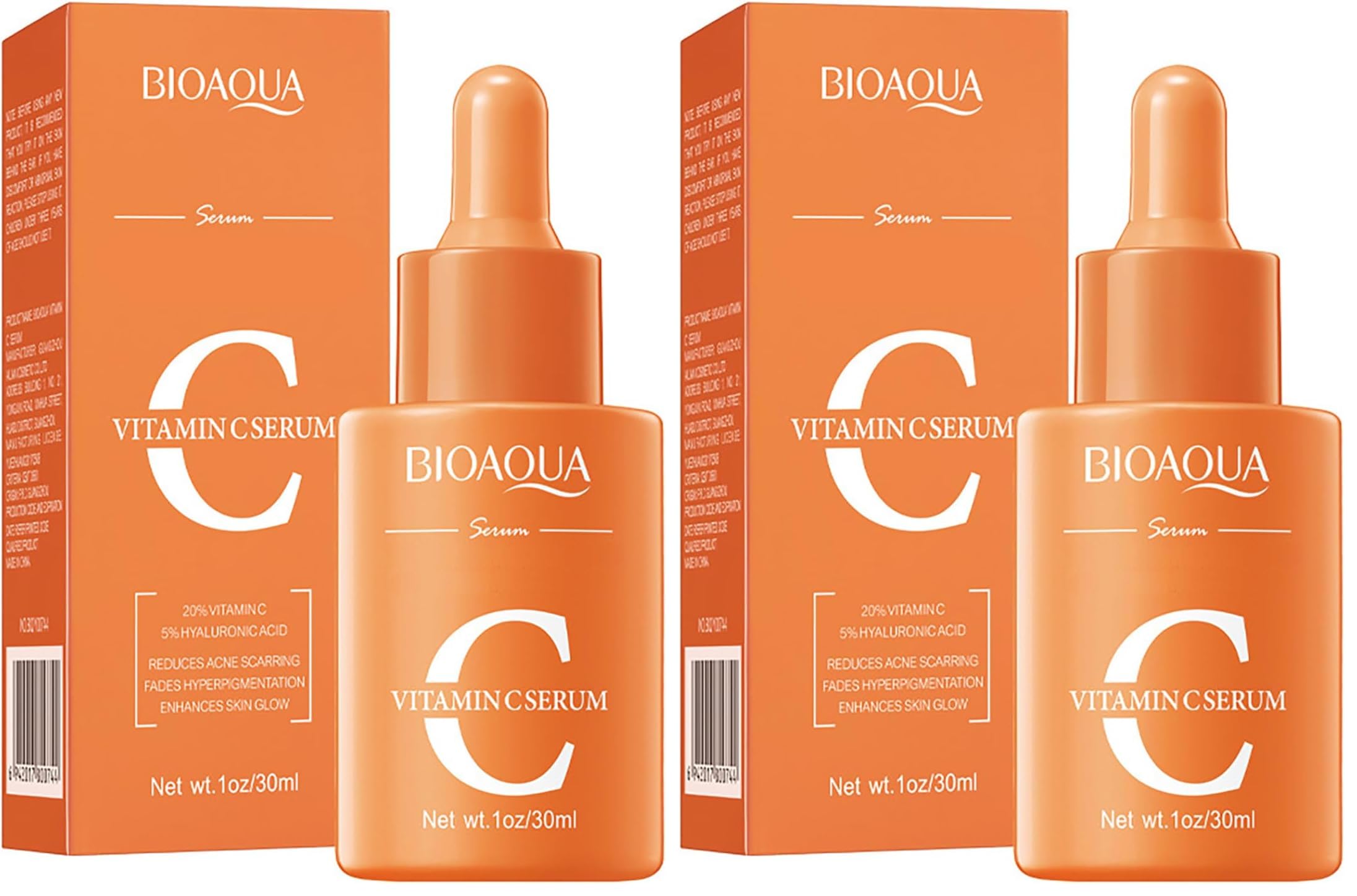 BIOAQUA Vitamin C Serum with Hyaluronic Acid – 30ml x2 (Anti-Aging Moisturizer)