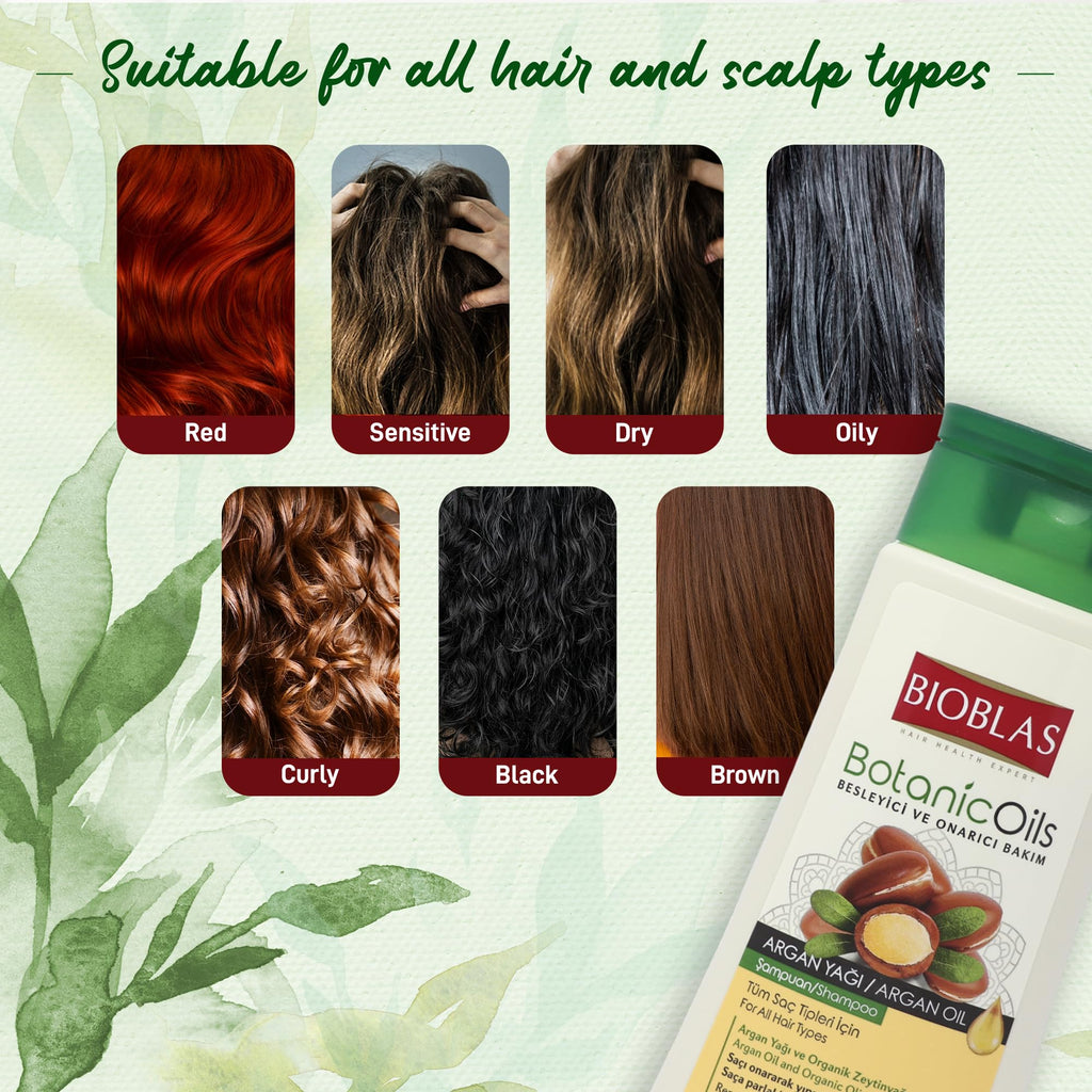 BIOBLAS Argan Oil & Organic Olive Oil Shampoo – Hydrating, Repairing & Strengthening Hair | All Hair Types | 2 Pack