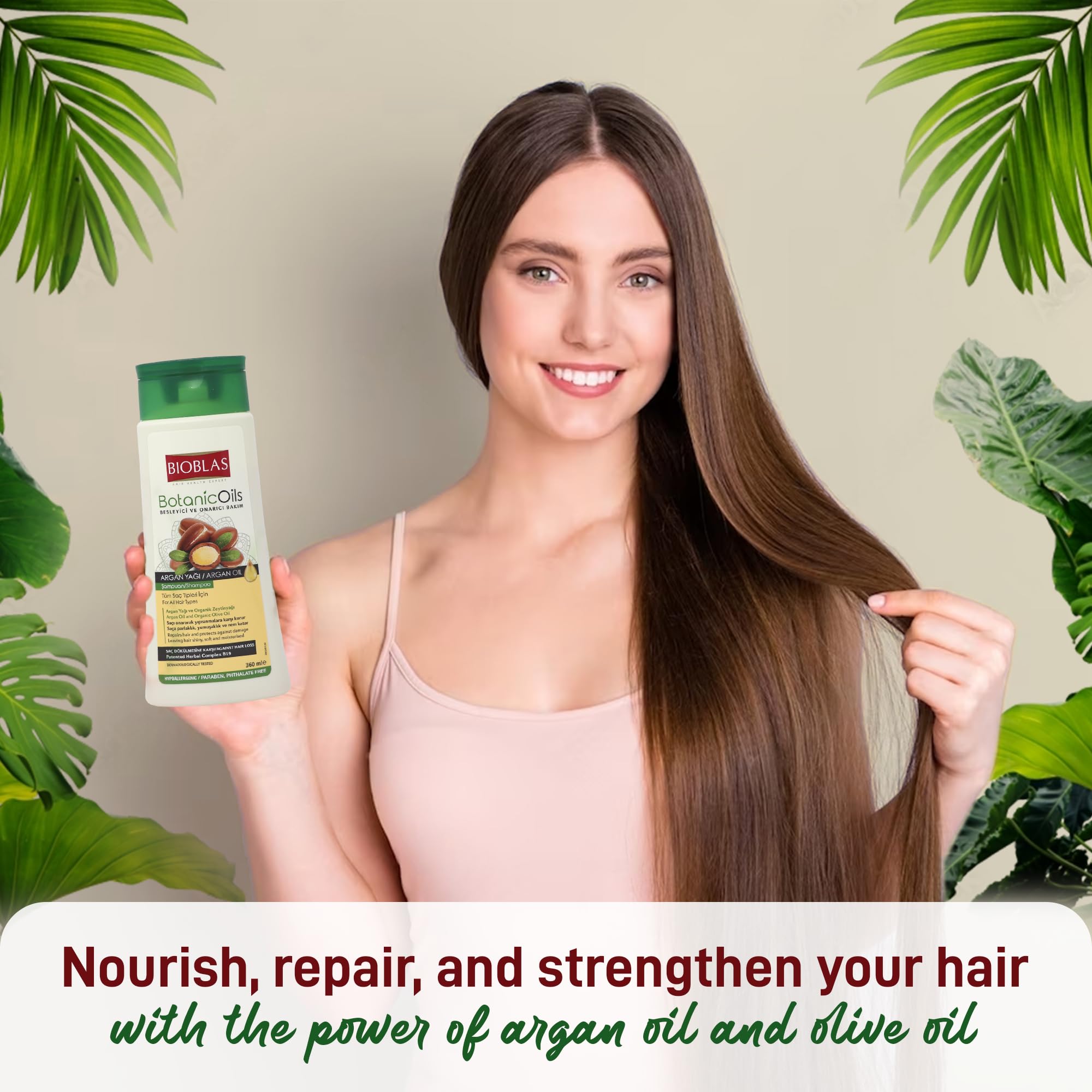 BIOBLAS Argan Oil & Organic Olive Oil Shampoo – Hydrating, Repairing & Strengthening Hair | All Hair Types | 2 Pack