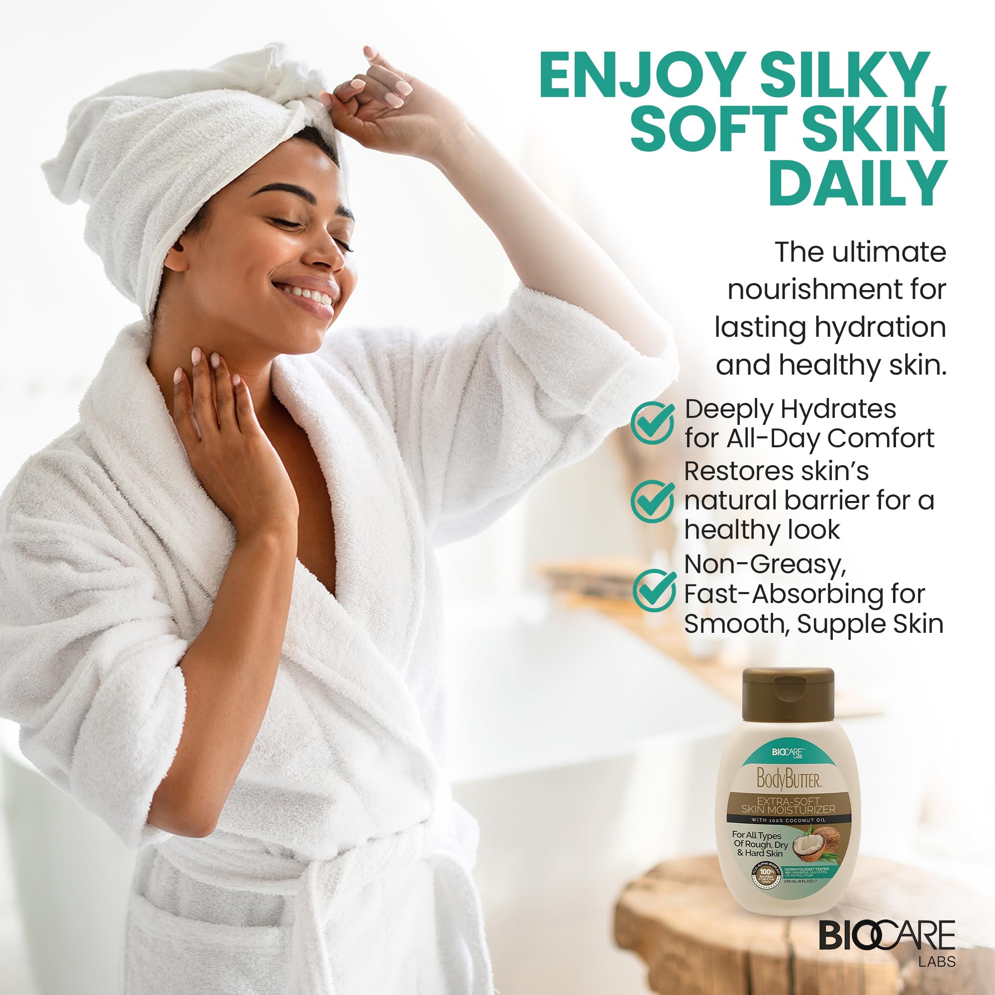 Biocare Labs Moisturizing Body Butter — 100% Coconut Oil Hydration for Soft, Healthy Skin