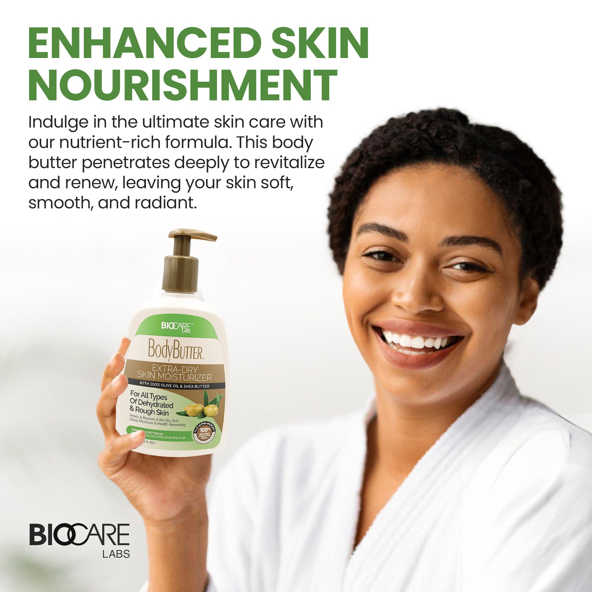 Biocare Labs Moisturizing Body Butter - Rich Shea & Olive Oil Hydration | 16 oz