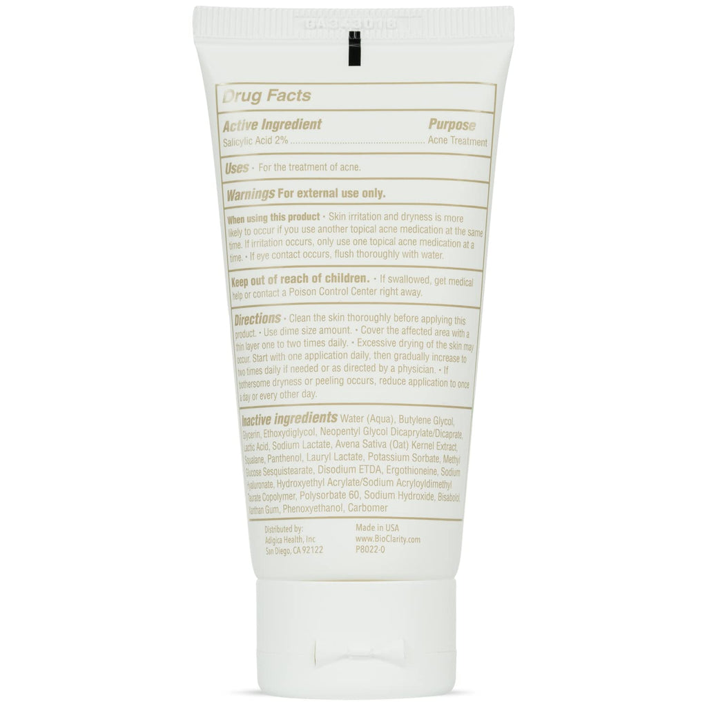 BioClarity Acne Treatment Gel — 2% Salicylic Acid + Oat Kernel, 100% Vegan, 1.75 fl oz