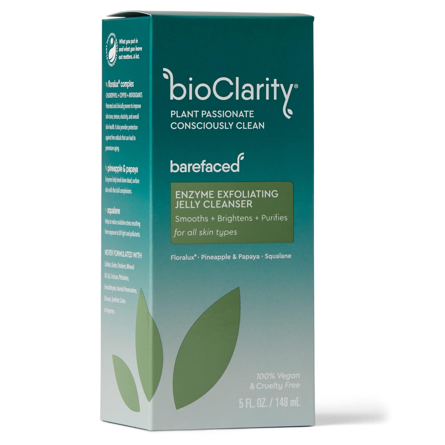 BioClarity Exfoliating Jelly Cleanser – Gentle Pineapple & Papaya Exfoliation, 100% Vegan & Cruelty-Free