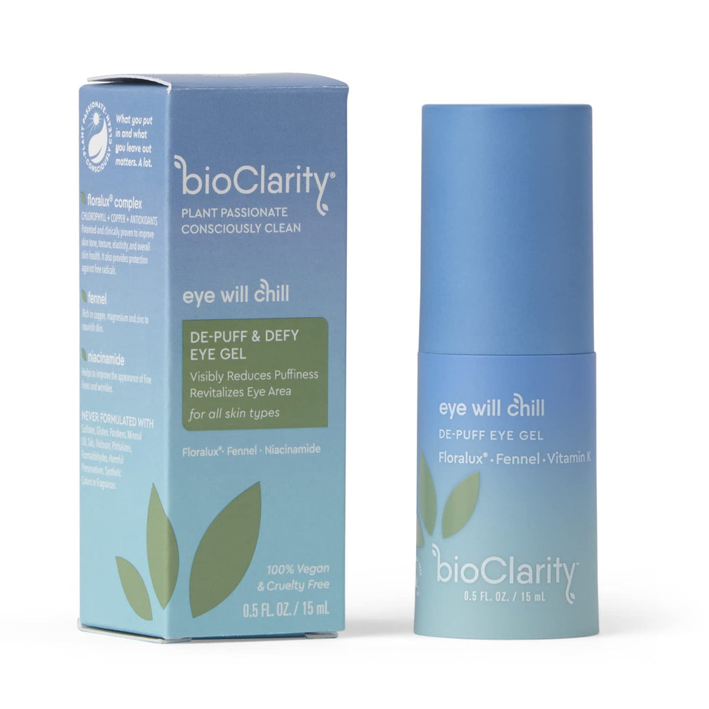 BioClarity Eye Will Chill De-Puff Eye Gel – 100% Vegan, Cruelty-Free | Niacinamide (B3), Vitamins